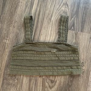 AERIE TEXTURED LACE CROPPED TOP